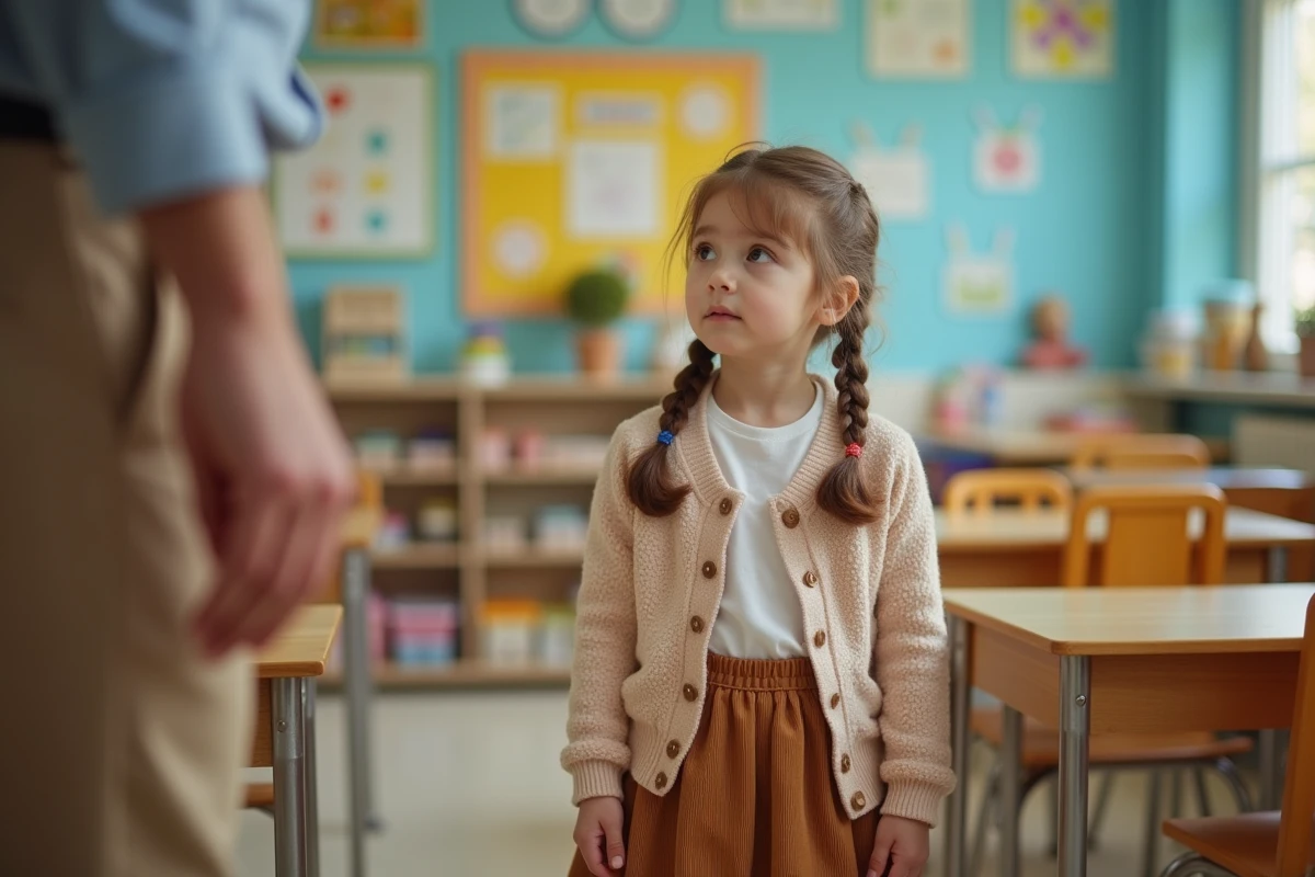 Fille de 6 ans regardant une main d