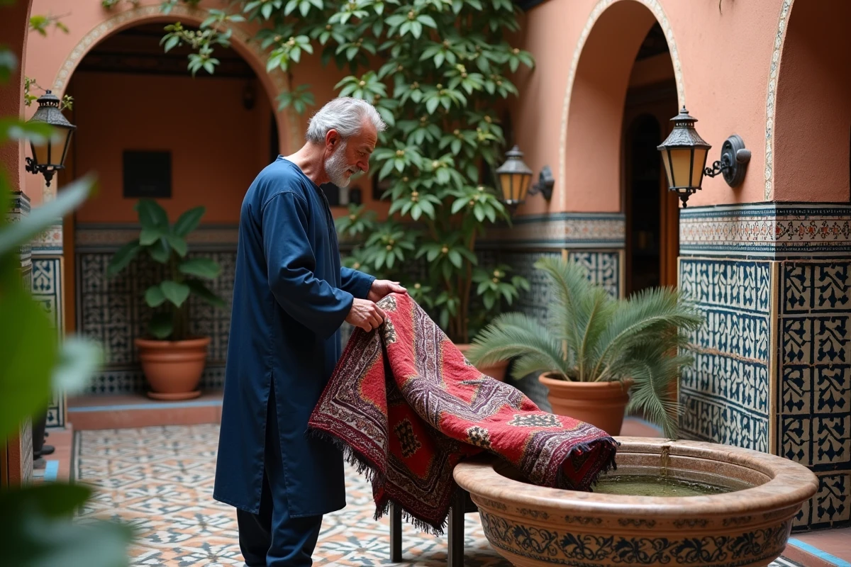 Homme en tunique près d